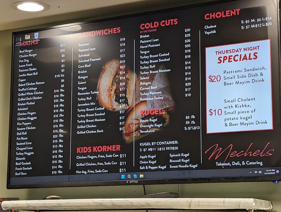 Lunch specials for sandwiches and hot sides.